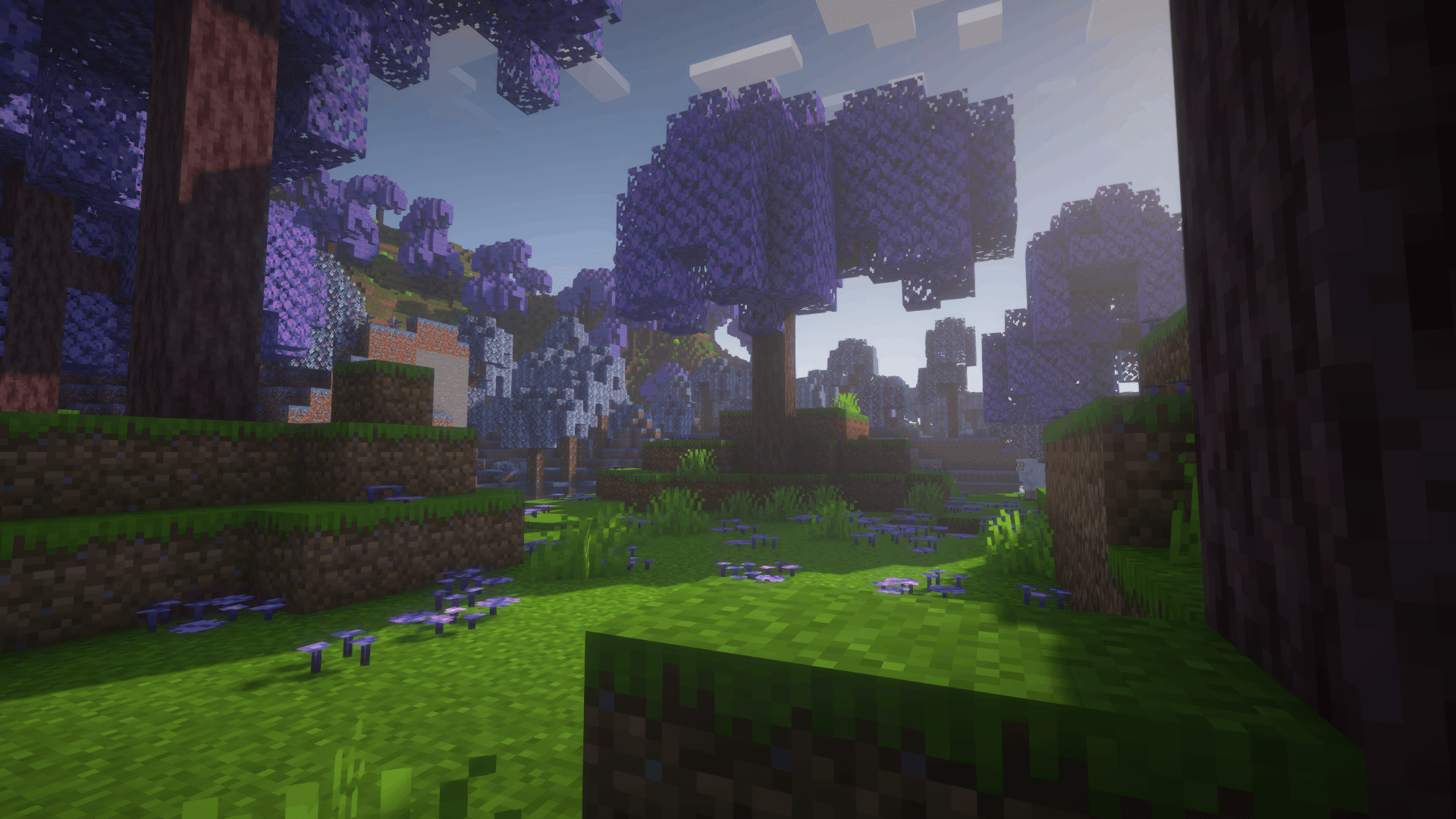 Кристаллический лес и луг жакаранды в моде Various World для Minecraft 1.21+ Кристаллический лес и луг жакаранды в моде Various World для Minecraft 1.21+