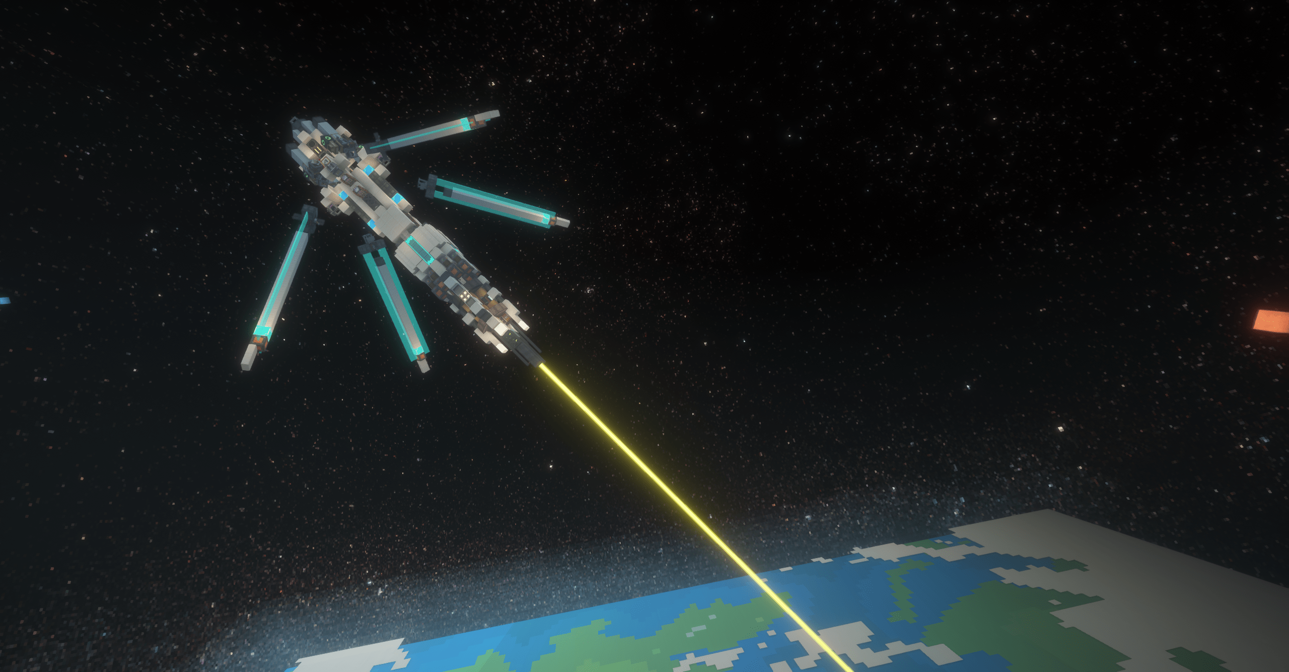 Космический лазер, стреляющий по Земле. Изображение и конструкция от Kodu16 (все заслуги принадлежат им) Космический лазер, стреляющий по Земле. Изображение и конструкция от Kodu16 (все заслуги принадлежат им)