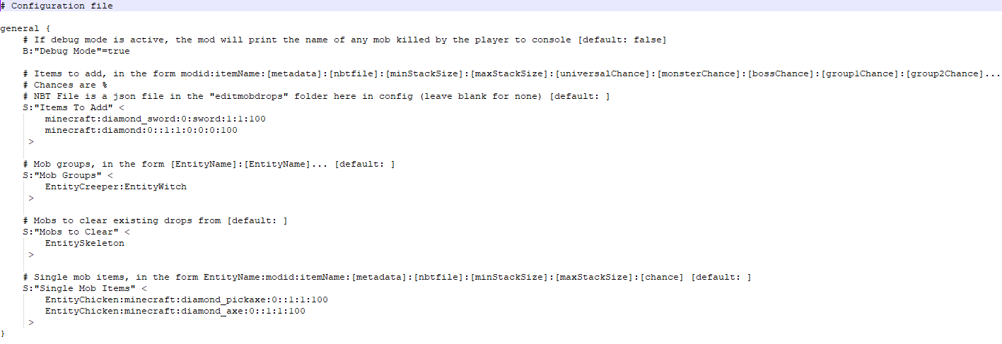 Пример конфигурации для 1.7.10 и 1.12.2 Пример конфигурации для 1.7.10 и 1.12.2