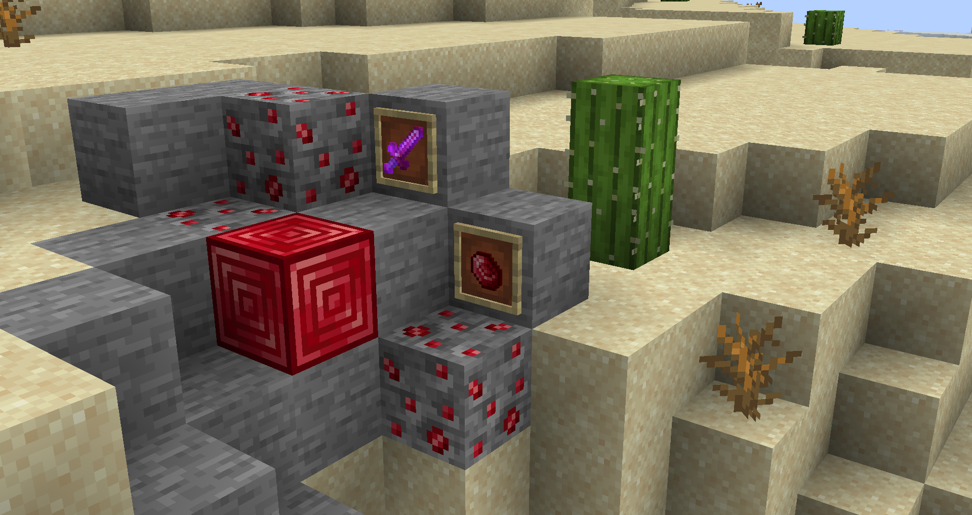 Обычный самоцвет. Даёт Flame, Fire Aspect или Fire Protection в зависимости от предмета. Чаще всего встречается в пустынных биомах. Доступен меч из Fire Ruby. (4/20/2022) Обычный самоцвет. Даёт Flame, Fire Aspect или Fire Protection в зависимости от предмета. Чаще всего встречается в пустынных биомах. Доступен меч из Fire Ruby. (4/20/2022)