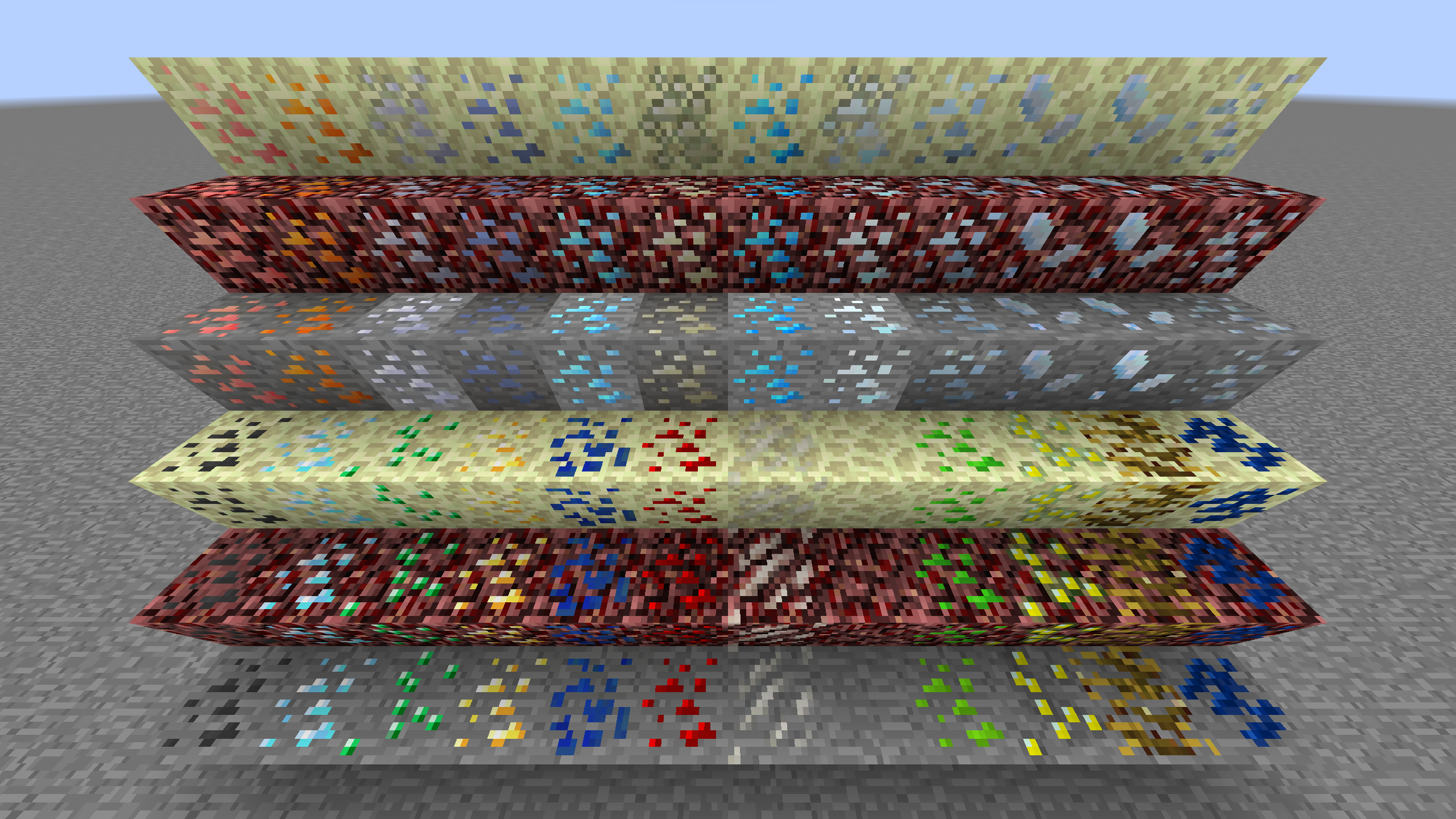 Показывает полный контент мода версии 1.1. Также показывает оригинальные руды, на которых основаны дополнительные. Показывает полный контент мода версии 1.1. Также показывает оригинальные руды, на которых основаны дополнительные.