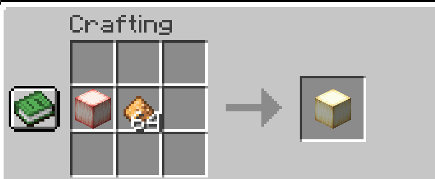 Вы можете «окрасить» в ванильные Froglight! Просто используйте их рецепт крафта в качестве «красителя», чтобы получить ванильные варианты! (Пыль светокамня -> Охра, Осколок аметиста -> Перламутровый, Водоросли -> Изумрудный) Вы можете «окрасить» в ванильные Froglight! Просто используйте их рецепт крафта в качестве «красителя», чтобы получить ванильные варианты! (Пыль светокамня -> Охра, Осколок аметиста -> Перламутровый, Водоросли -> Изумрудный)