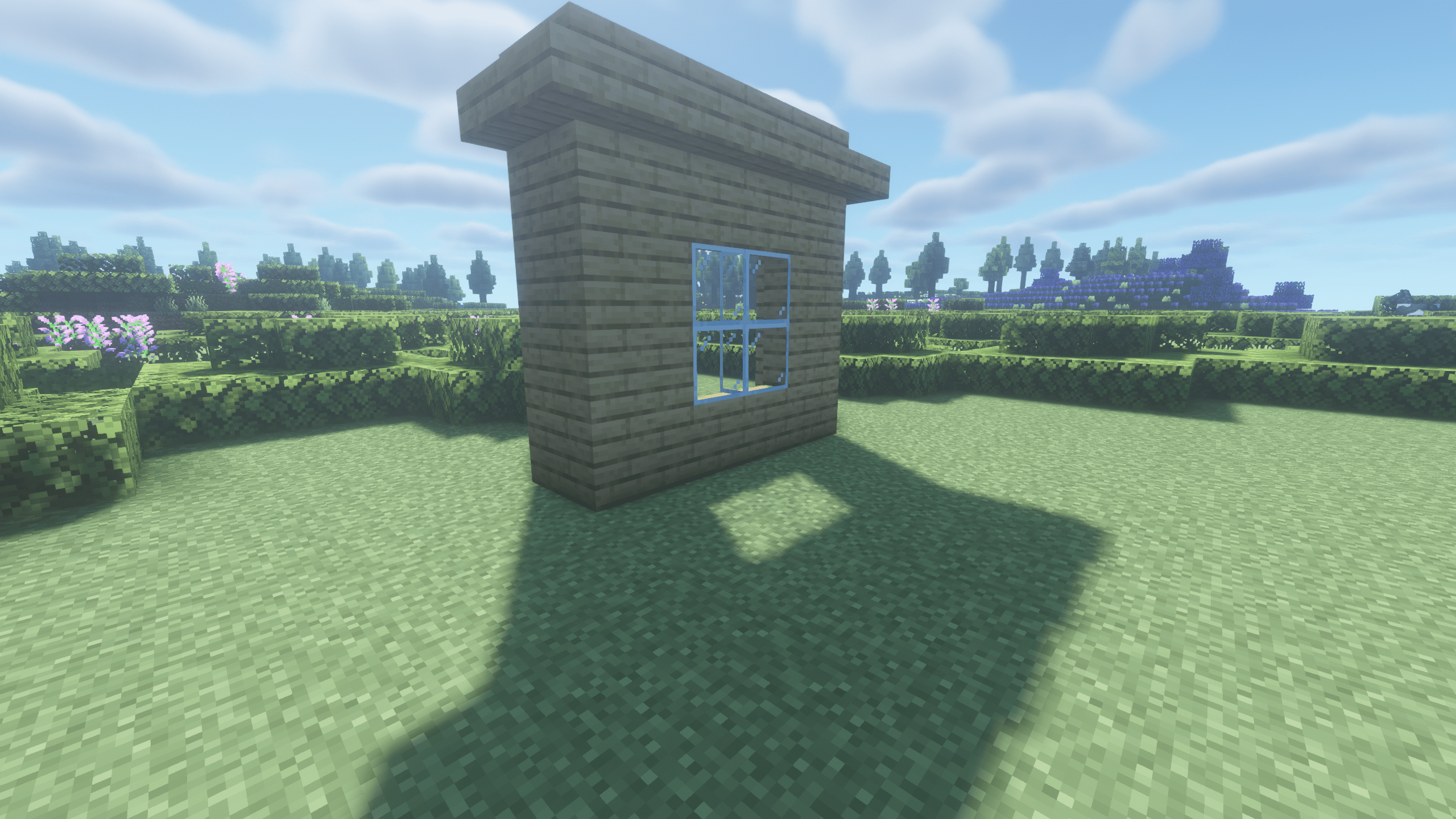 Пример фасада здания, использующего вертикальные плиты и ступени для достижения трехмерности в рамках одного блока. Также использовались стеклянные вертикальные плиты, но для их получения нужно установить ещё один мод, добавляющий стеклянные плиты. Пример фасада здания, использующего вертикальные плиты и ступени для достижения трехмерности в рамках одного блока. Также использовались стеклянные вертикальные плиты, но для их получения нужно установить ещё один мод, добавляющий стеклянные плиты.