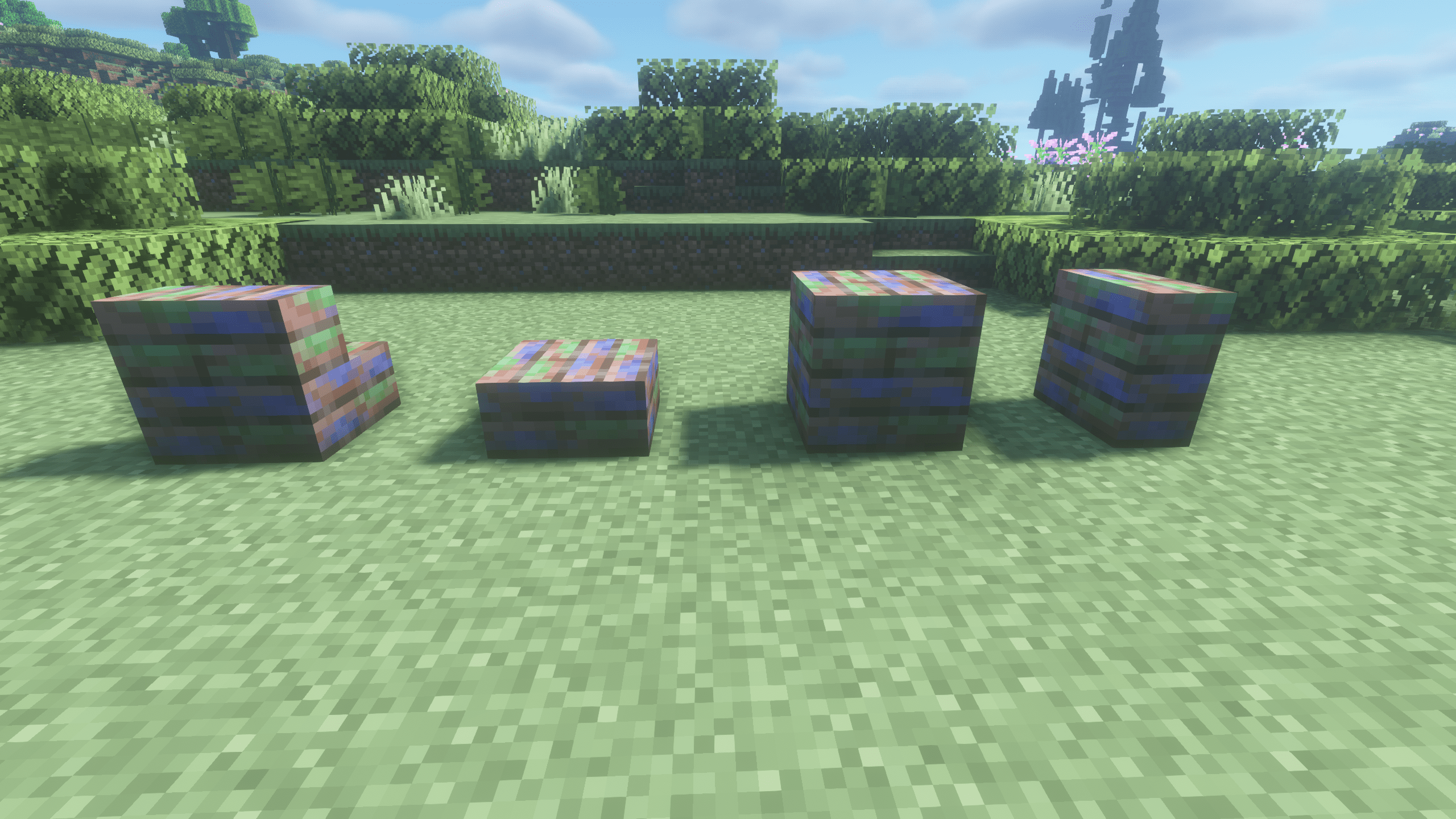 Пример того, как добавление мода Biomes 'O Plenty, Oh the Biomes You'll Go или любого другого мода, добавляющего новые плиты, автоматически добавляет в игру новые вертикальные плиты (при условии, что JVS также установлен, разумеется). Пример того, как добавление мода Biomes 'O Plenty, Oh the Biomes You'll Go или любого другого мода, добавляющего новые плиты, автоматически добавляет в игру новые вертикальные плиты (при условии, что JVS также установлен, разумеется).