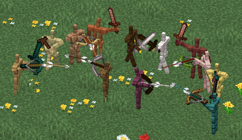 Разнообразные стойки для брони, изображающие битву с различными видами оружия Разнообразные стойки для брони, изображающие битву с различными видами оружия