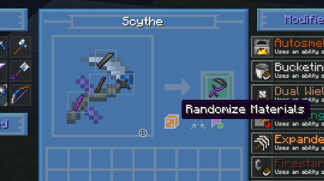 Функция рандомизации позволяет создавать инструменты со случайно подобранными материалами деталей. Функция рандомизации позволяет создавать инструменты со случайно подобранными материалами деталей.