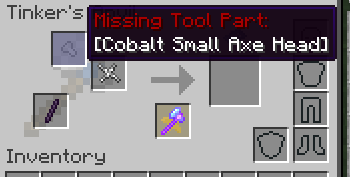 Пример — детали Binding и Tool Handle автоматически перемещаются из инвентаря в слоты. Small Axe Head отсутствует, как указано. Пример — детали Binding и Tool Handle автоматически перемещаются из инвентаря в слоты. Small Axe Head отсутствует, как указано.