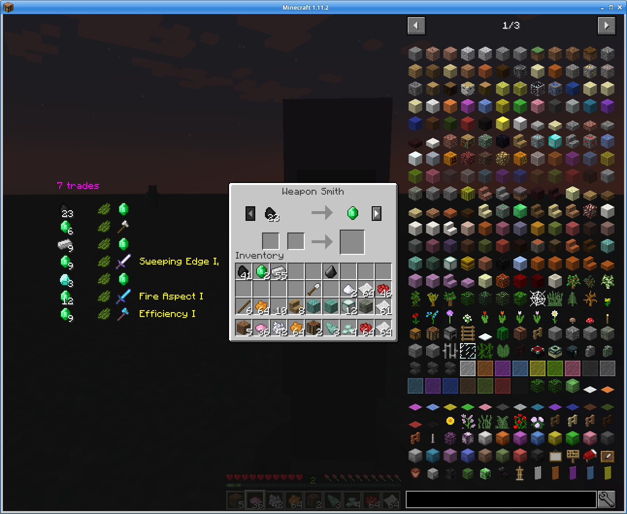 Здесь показан список сделок слева от GUI, а справа — JEI. Здесь показан список сделок слева от GUI, а справа — JEI.