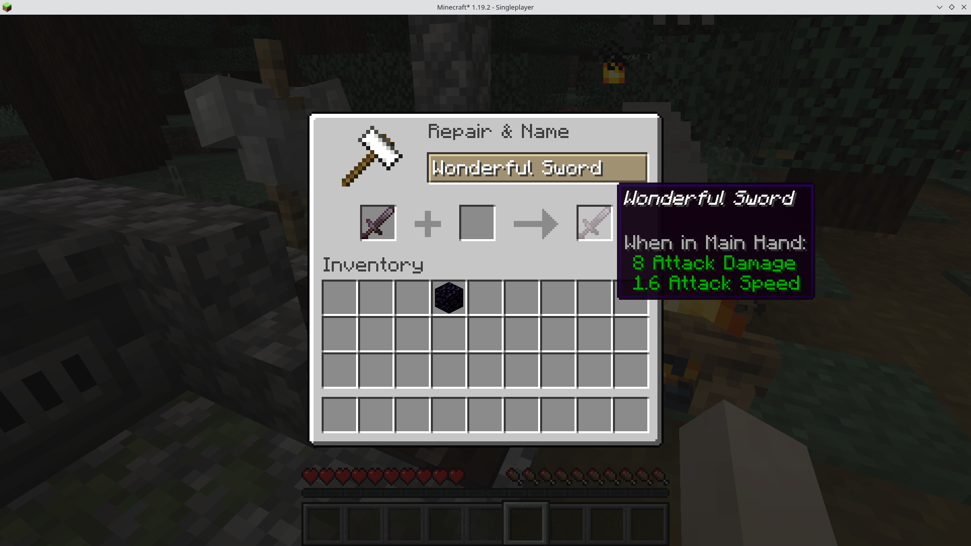 Переименовать меч с помощью новой наковальни Переименовать меч с помощью новой наковальни