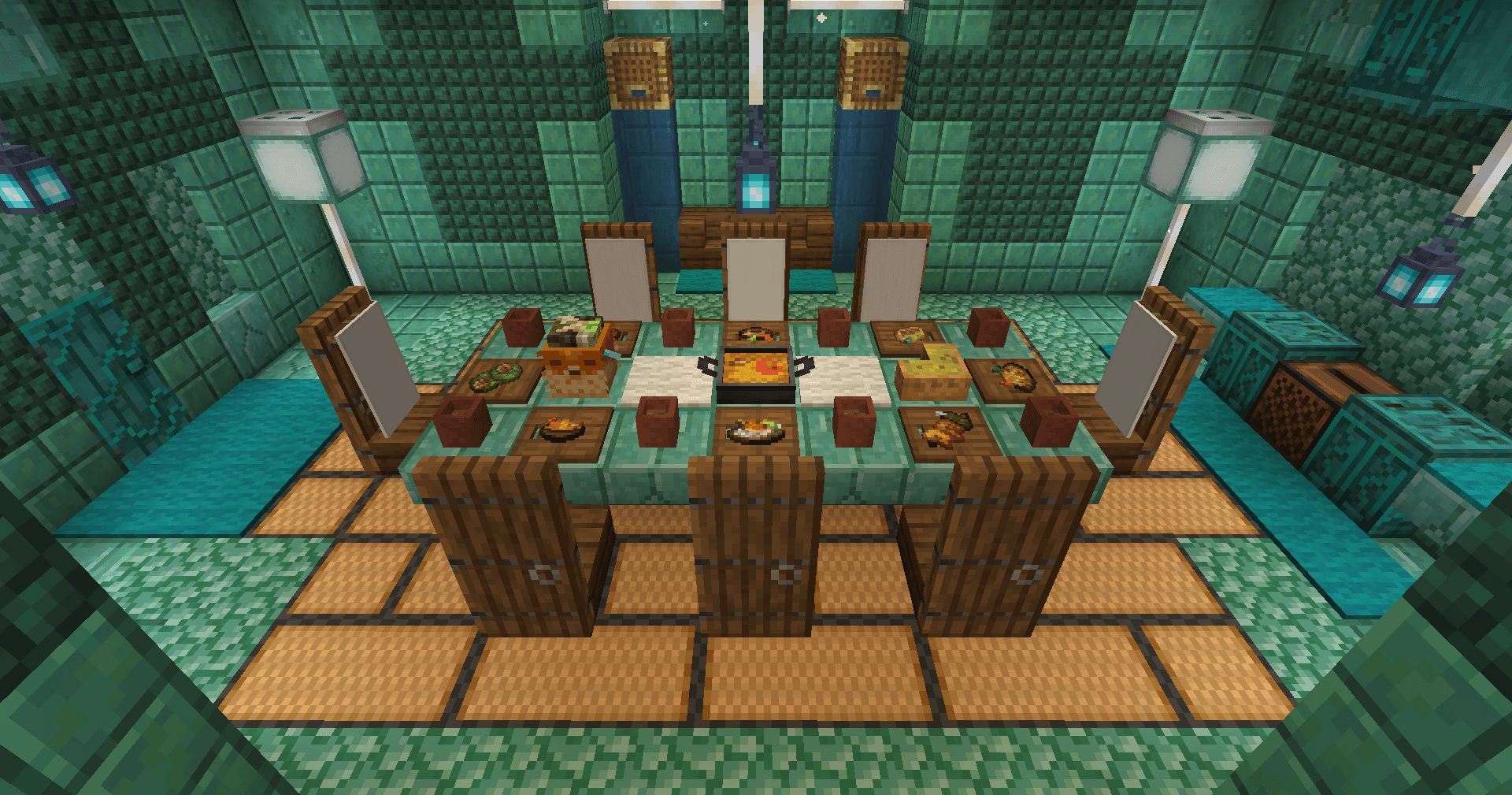 Употребляйте еду вместе со всеми друзьями за большим столом, полным угощений! Употребляйте еду вместе со всеми друзьями за большим столом, полным угощений!