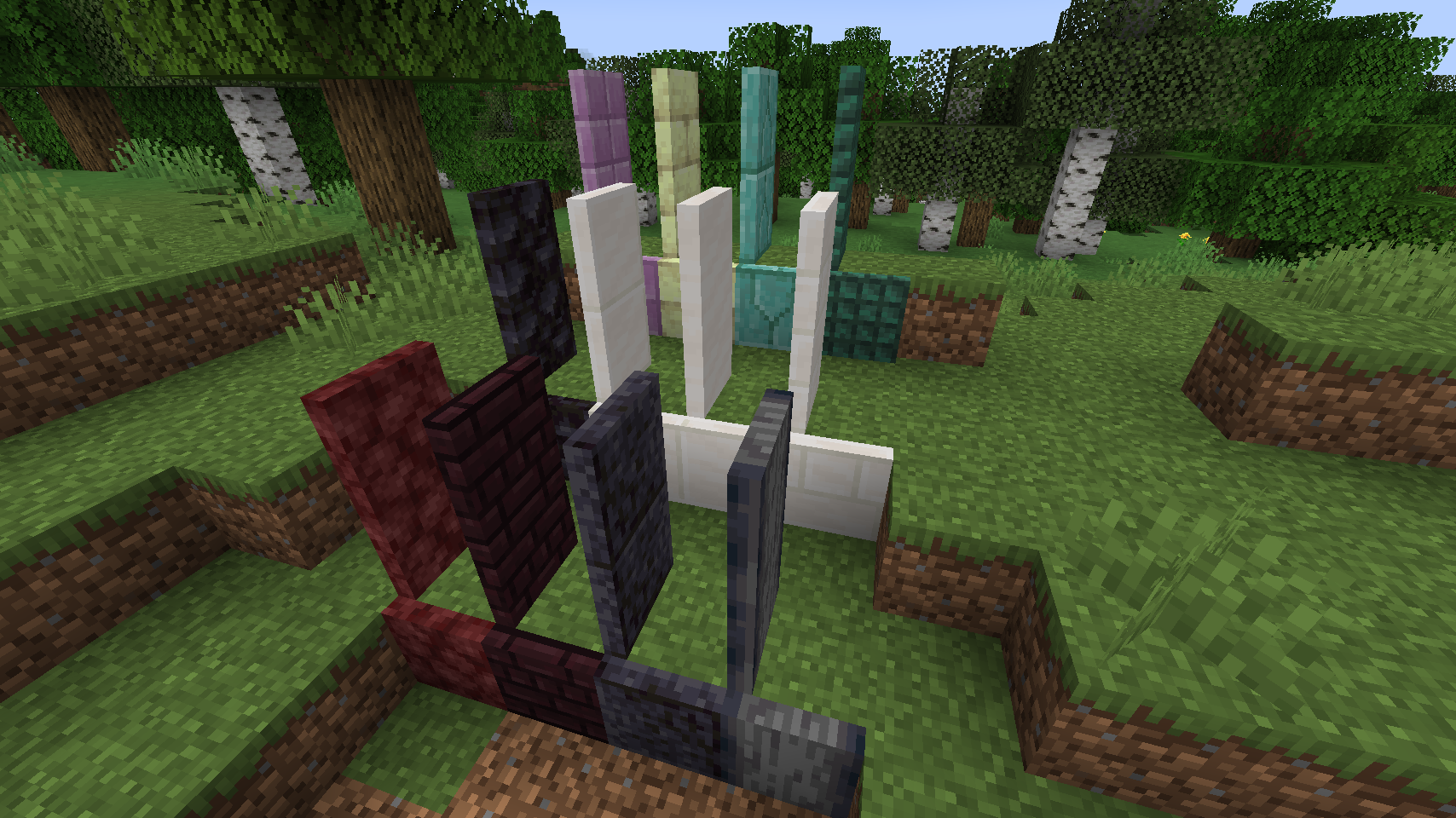 Двери и лючки из незерака, незерного кирпича, кварца, каменных кирпичей Края и призмарина Двери и лючки из незерака, незерного кирпича, кварца, каменных кирпичей Края и призмарина