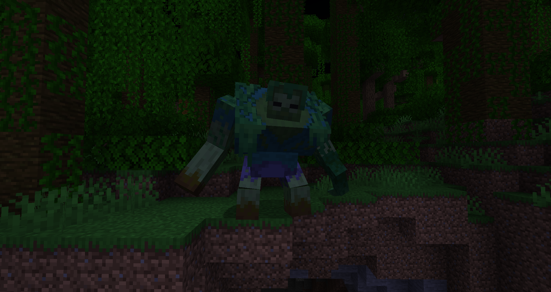 Мутантный джунглевый зомби в джунглях Мутантный джунглевый зомби в джунглях