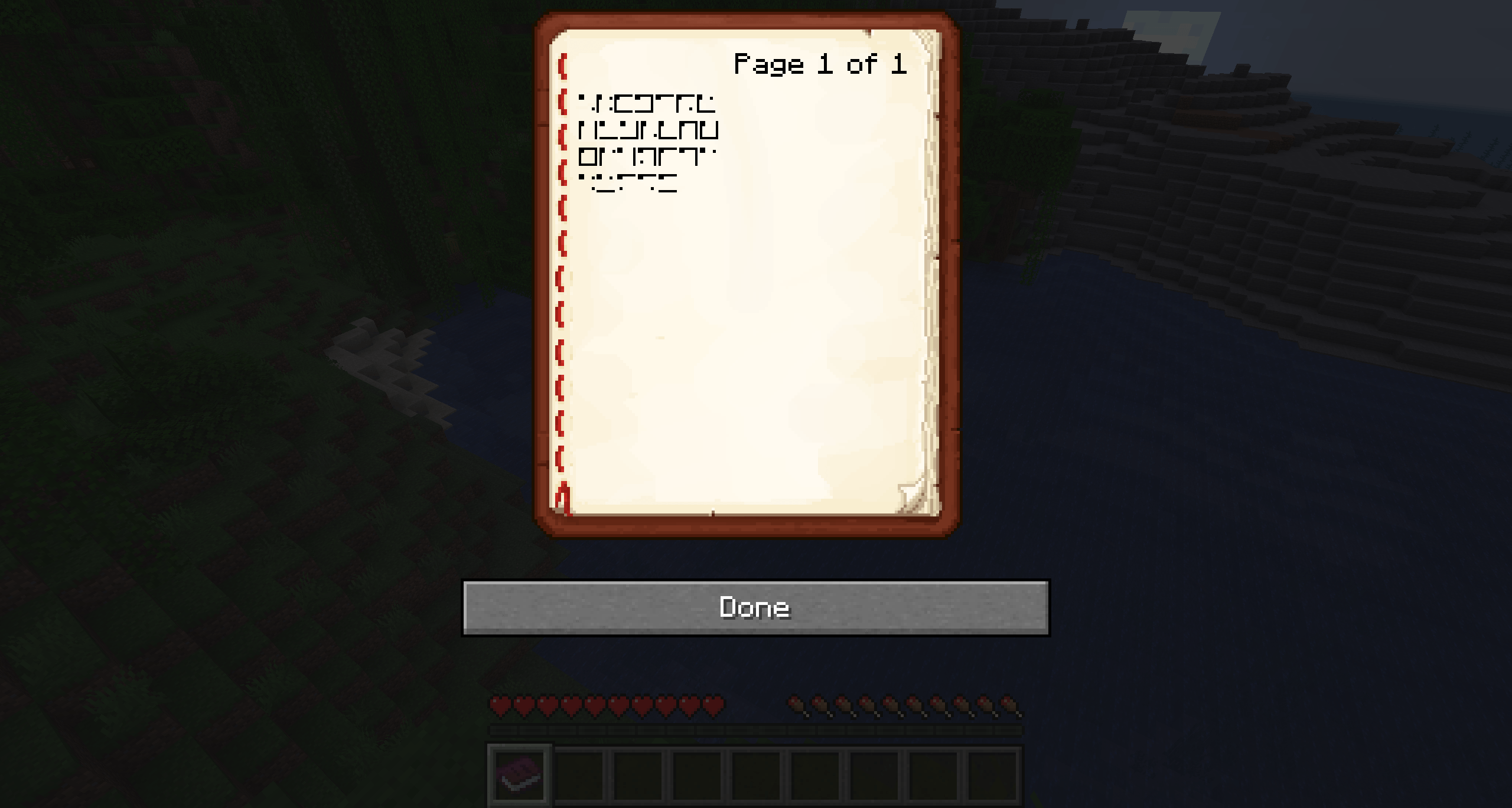 Алфавит, записанный никтографическим шрифтом внутри книги Minecraft. Алфавит, записанный никтографическим шрифтом внутри книги Minecraft.
