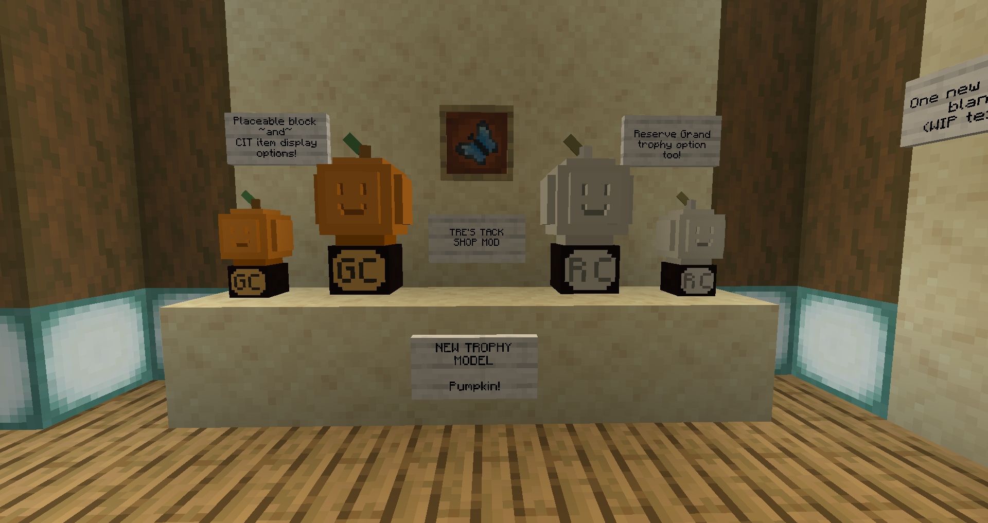 Абсолютно новые модели трофеев в вариантах «Гранд-чемпион» и «Резервный гранд-чемпион». Можно размещать как блоки (меньше, теряются имя и NBT-данные) или выставлять в рамках для предметов (больше, сохраняются имя и NBT-данные) Абсолютно новые модели трофеев в вариантах «Гранд-чемпион» и «Резервный гранд-чемпион». Можно размещать как блоки (меньше, теряются имя и NBT-данные) или выставлять в рамках для предметов (больше, сохраняются имя и NBT-данные)