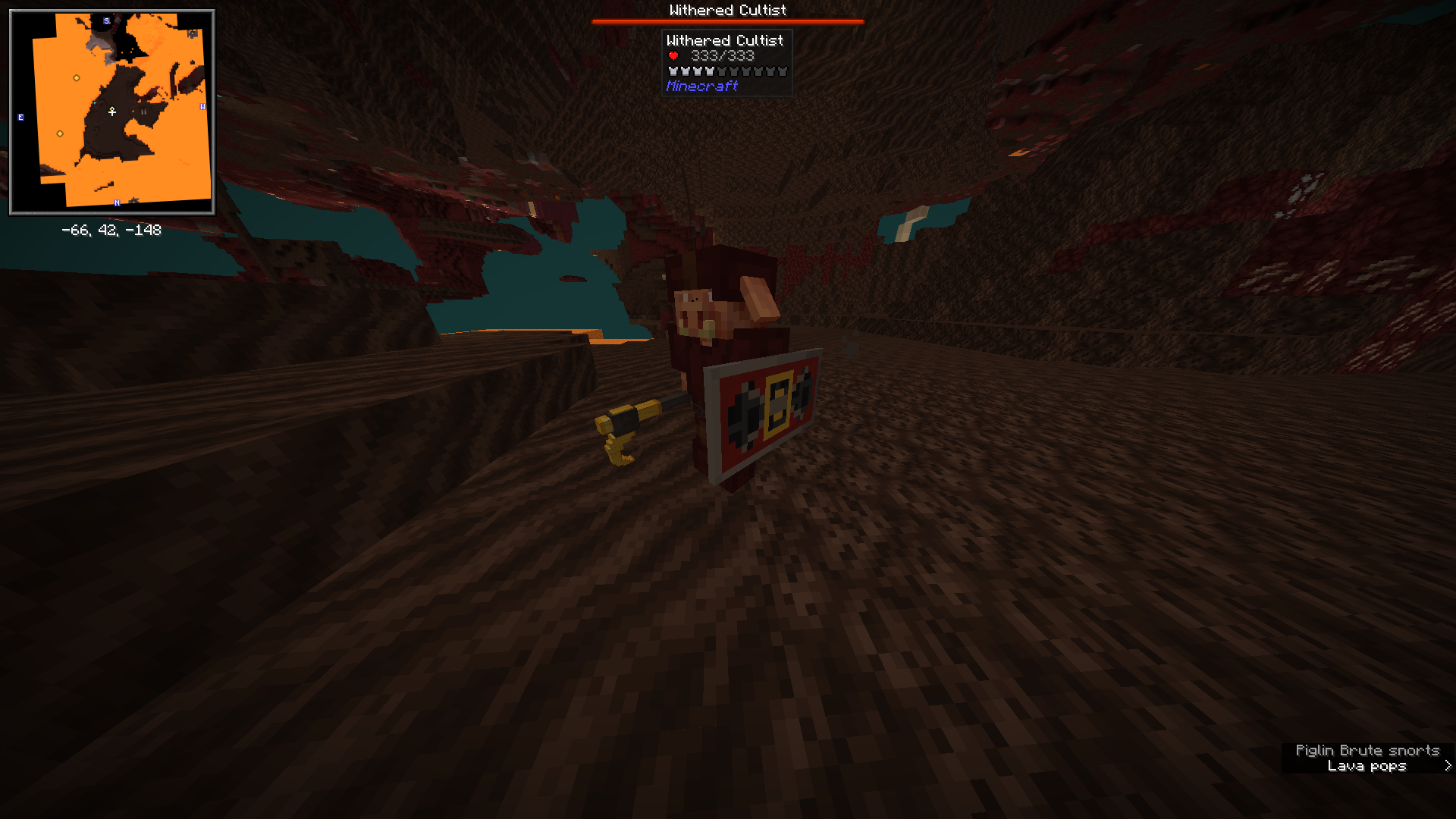 Withered Cultist из Vanilla Mob Minibosses с панелью босса Withered Cultist из Vanilla Mob Minibosses с панелью босса