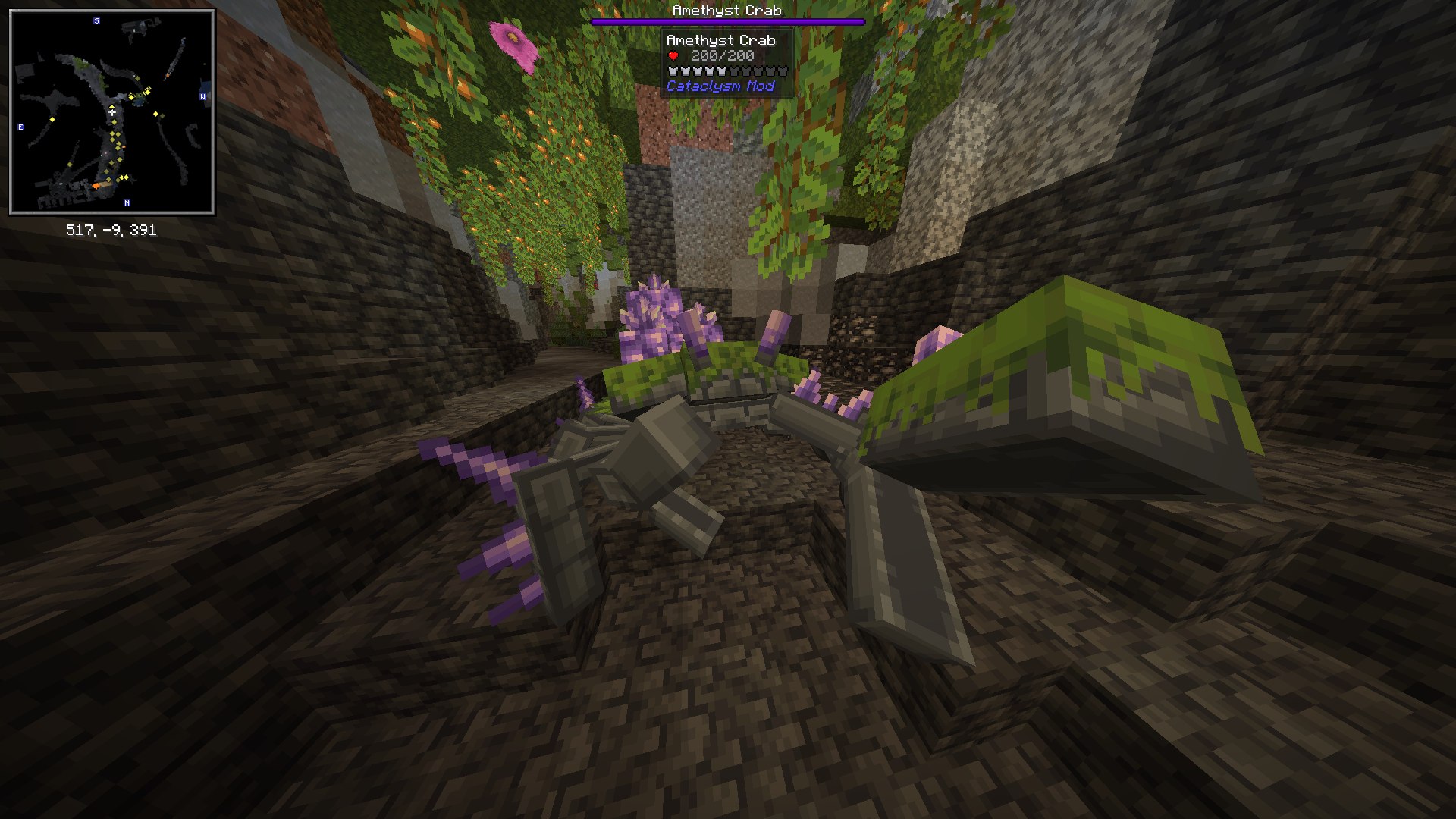 Amethyst Crab из L_Ender's Cataclysm с панелью босса Amethyst Crab из L_Ender's Cataclysm с панелью босса